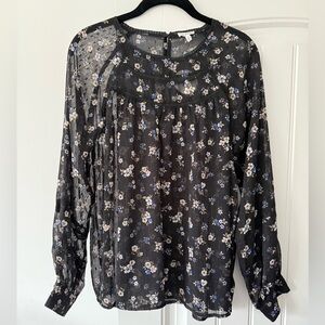 Floral Black Sheer Blouse